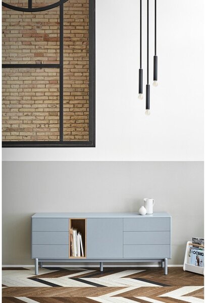 Plava/siva niska komoda 180x76 cm Corvo – Teulat