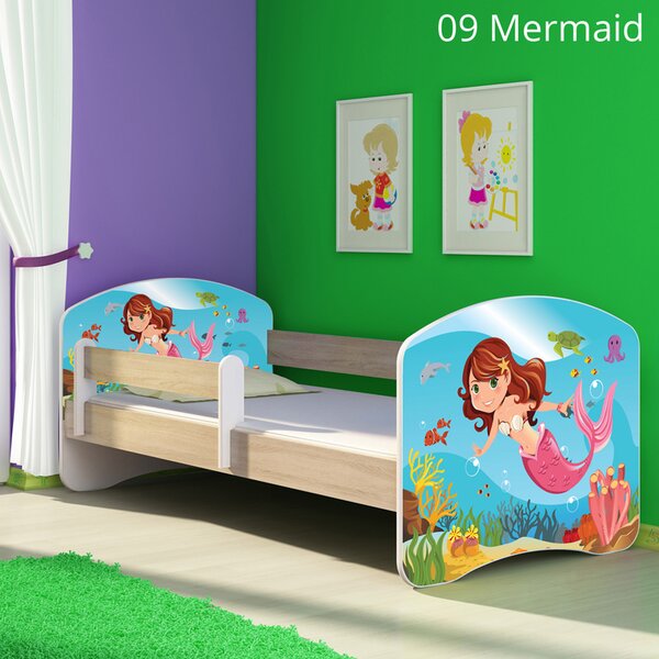 Dječji krevet ACMA s motivom, bočna sonoma 140x70 cm 09 Mermaid