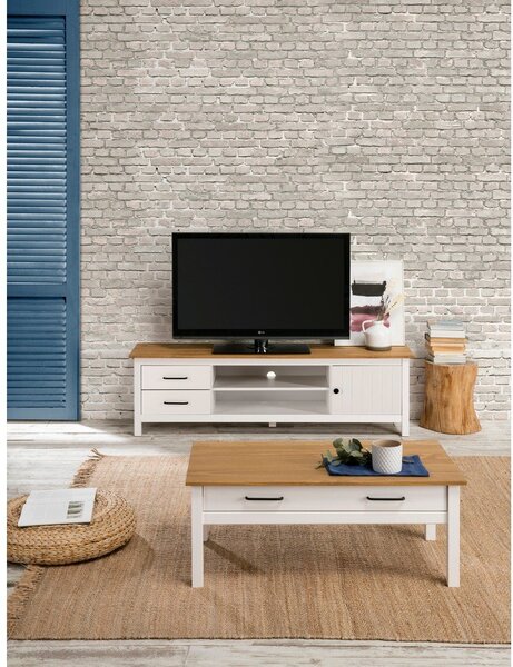 Bijela TV komoda od masivnog bora 158x47 cm Miranda – Marckeric