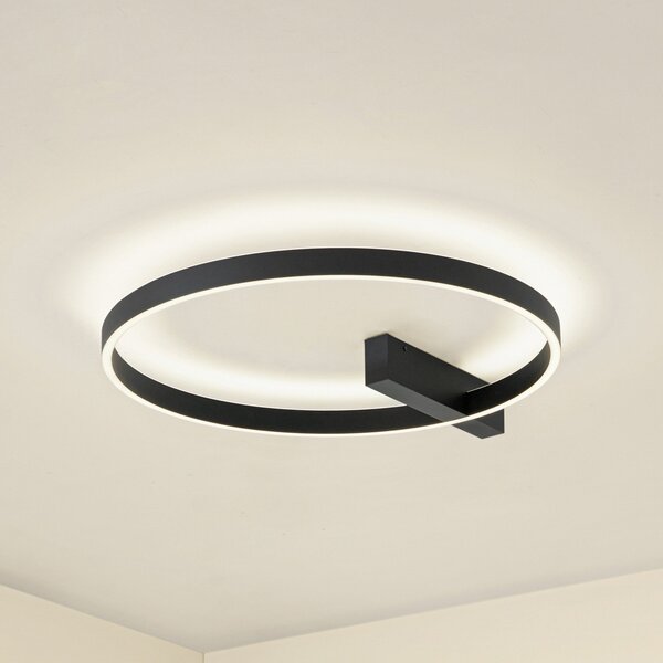 Lucande LED stropna svjetiljka Isalin, 60 cm, crna, CCT, prigušljiva, prigušiva, Crno, Dnevni boravak/blagovaonica, Aluminij