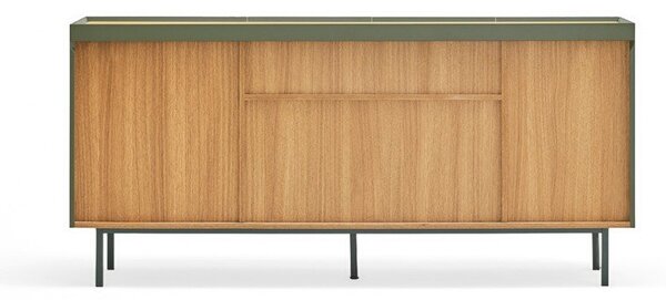 Zelena/u prirodnoj boji niska komoda u dekoru hrasta 165x78 cm Arista – Teulat
