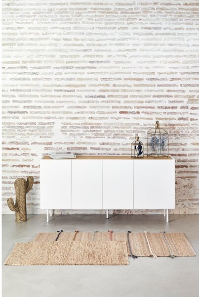 Bijela/u prirodnoj boji niska komoda u dekoru hrasta 165x78 cm Arista – Teulat