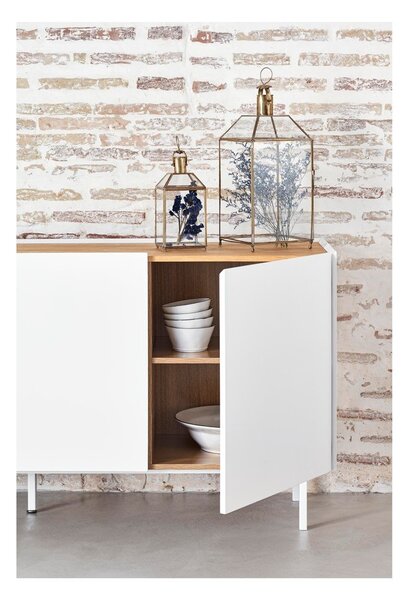 Bijela/u prirodnoj boji niska komoda u dekoru hrasta 165x78 cm Arista – Teulat