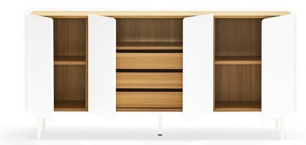 Bijela/u prirodnoj boji niska komoda u dekoru hrasta 165x78 cm Arista – Teulat