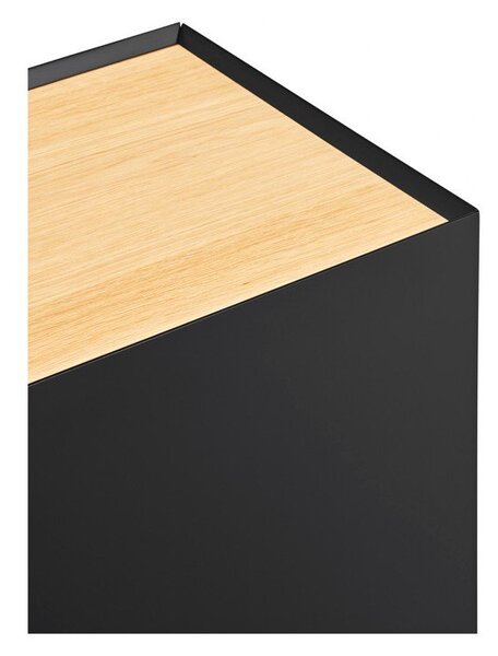 Crna/u prirodnoj boji niska komoda u dekoru hrasta 110x85 cm Arista – Teulat