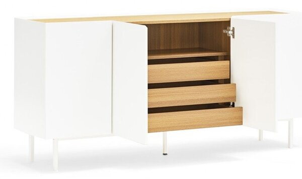 Bijela/u prirodnoj boji niska komoda u dekoru hrasta 165x78 cm Arista – Teulat