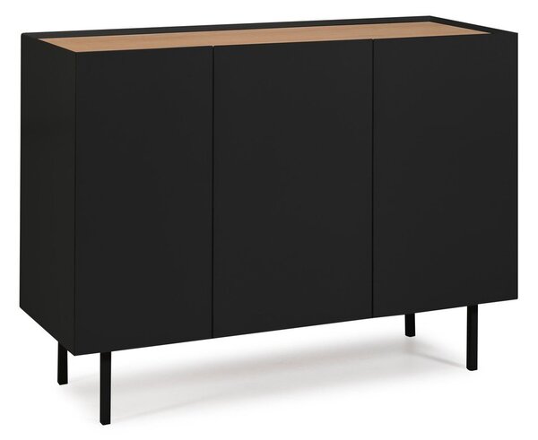 Crna/u prirodnoj boji niska komoda u dekoru hrasta 110x85 cm Arista – Teulat