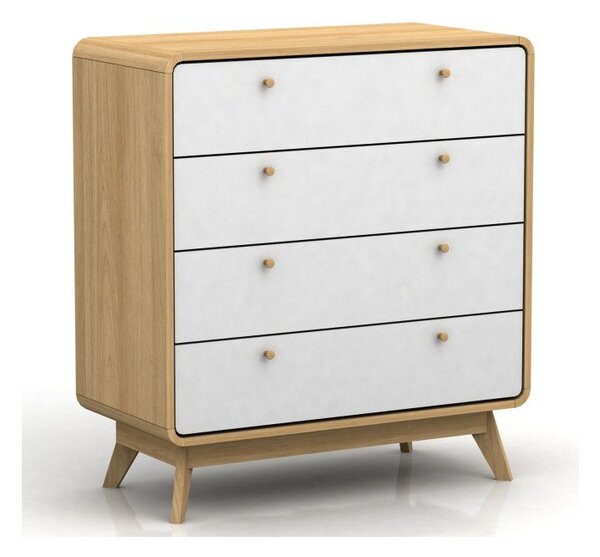 Bijela/u prirodnoj boji visoka komoda u dekoru hrasta 80x88 cm Caitlin – Støraa