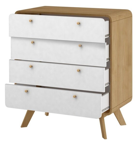 Bijela/u prirodnoj boji visoka komoda u dekoru hrasta 80x88 cm Caitlin – Støraa