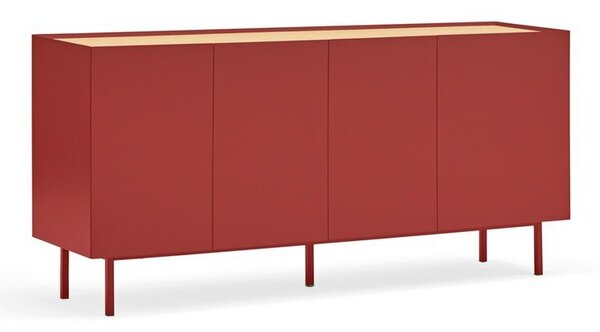 Crvena niska komoda u dekoru hrasta 165x78 cm Arista – Teulat