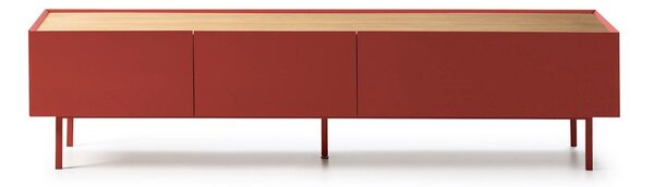 Crvena TV komoda u dekoru hrasta 180x45 cm Arista – Teulat