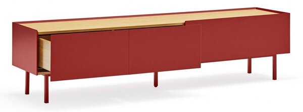 Crvena TV komoda u dekoru hrasta 180x45 cm Arista – Teulat