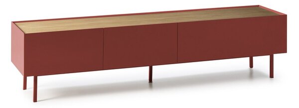 Crvena TV komoda u dekoru hrasta 180x45 cm Arista – Teulat