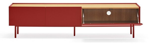 Crvena TV komoda u dekoru hrasta 180x45 cm Arista – Teulat