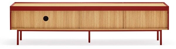 Crvena TV komoda u dekoru hrasta 180x45 cm Arista – Teulat