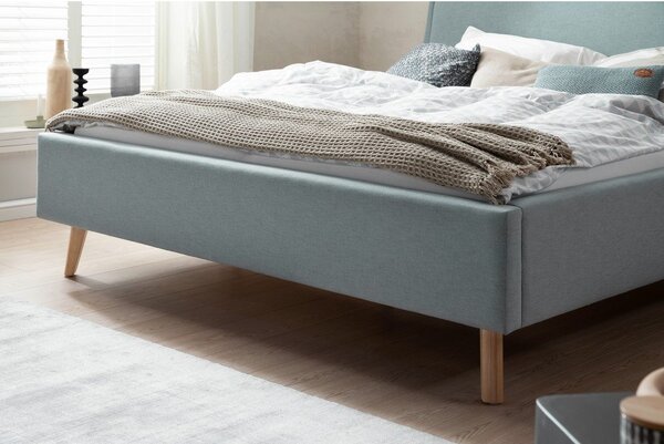 Plavi/sivi tapecirani bračni krevet s prostorom za odlaganje s podnicom 160x200 cm Frieda – Meise Möbel