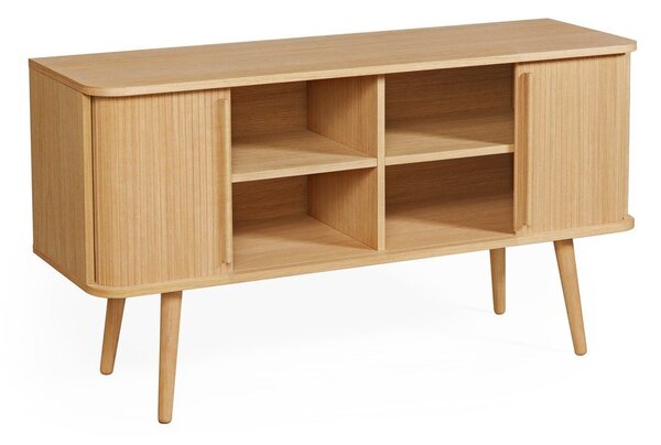 Niska komoda u dekoru hrasta s kliznim vratima u prirodnoj boji 138x75 cm Rove – Woodman