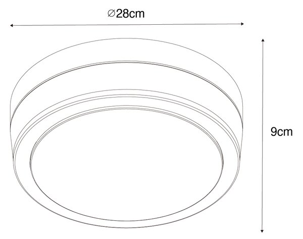 Moderna stropna svjetiljka od čelika 28 cm IP44 - Flavi