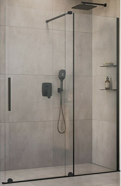 Camargue Tuš stijena Milano (Š x V: 120 x 200 cm, Crna, Debljina stakla: 8 mm)
