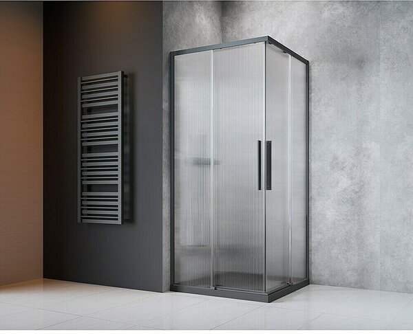 Camargue Kutna tuš kabina Tampere (D x Š x V: 90 x 90 x 195 cm, Valovito staklo, Bez premaza, Gunmetal, Debljina stakla: 6 mm)
