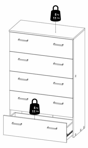 Bijela visoka komoda 74x115 cm Space – Tvilum