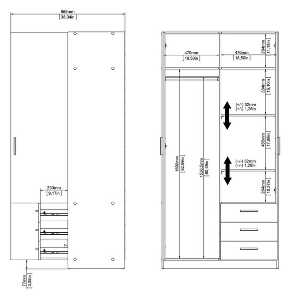 Tamno sivi ormar 99x200 cm Sprint – Tvilum