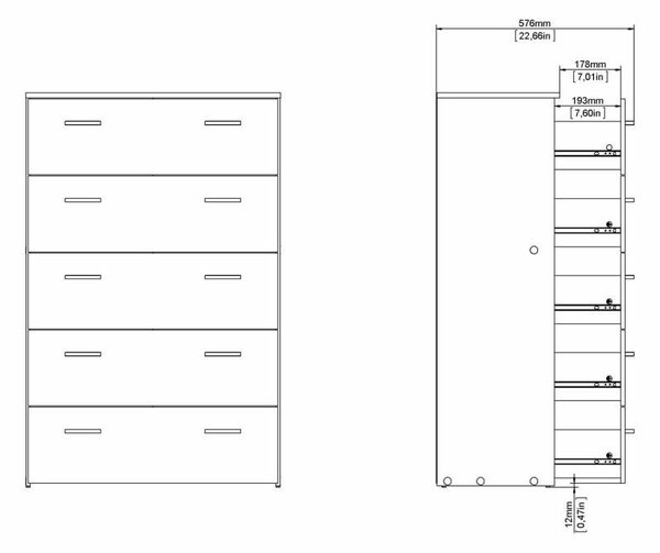 Bijela visoka komoda 74x115 cm Space – Tvilum