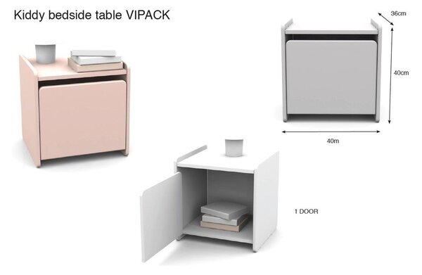 Bijeli dječji noćni ormarić Vipack Kiddy