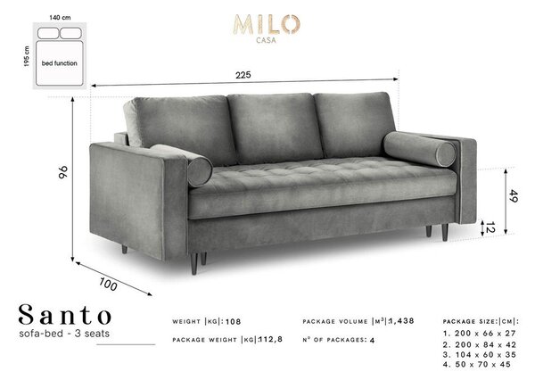 Zeleni baršunasti kauč na razvlačenje Milo Casa Santo