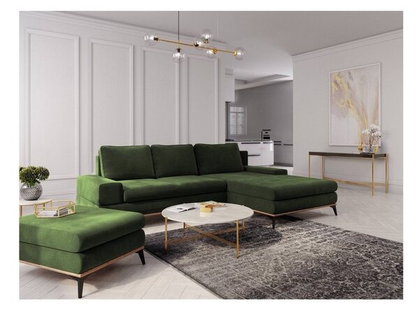 Zelena kutna garnitura Windsor & Co Sofas Planet, desni kut