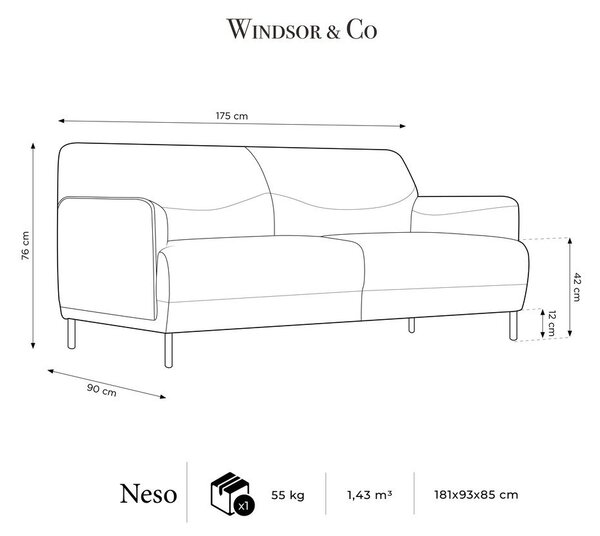 Tirkizna sofa Windsor & Co Sofas Neso, 175 cm