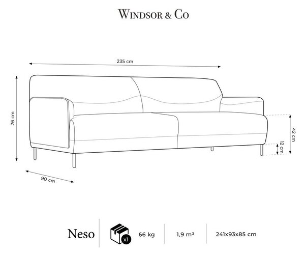 Svijetlo siva sofa Windsor & Co Sofas Neso, 235 cm