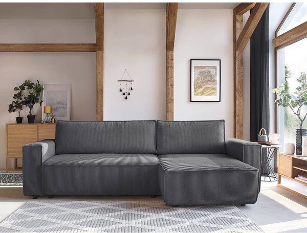Tamno siva sklopiva kutna garnitura od samta (promjenjiva) Nihad – Bobochic Paris