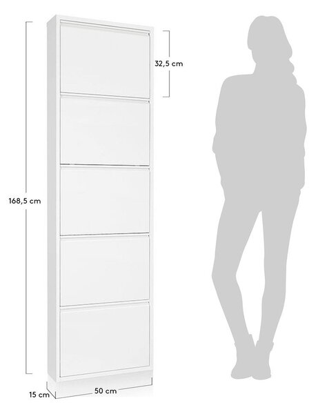 Bijeli metalni preklopni ormarić za cipele 50x169x15 cm Ode – Kave Home