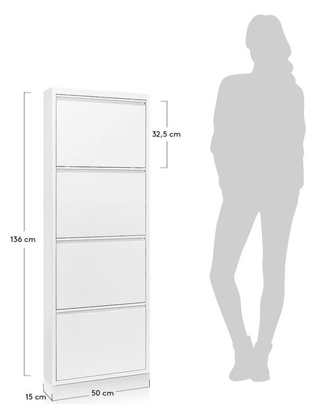 Bijeli metalni preklopni ormarić za cipele 50x136x15 cm Ode – Kave Home