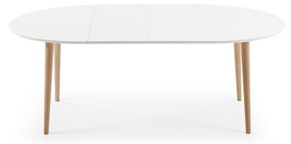 Bijeli proširiv blagovaonski stol s bijelom pločom stola 90x120 cm Oqui – Kave Home