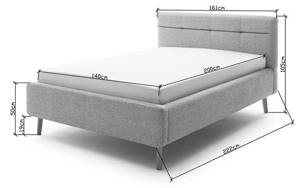 Bež tapecirani bračni krevet s prostorom za odlaganje s podnicom 140x200 cm Lotte – Meise Möbel