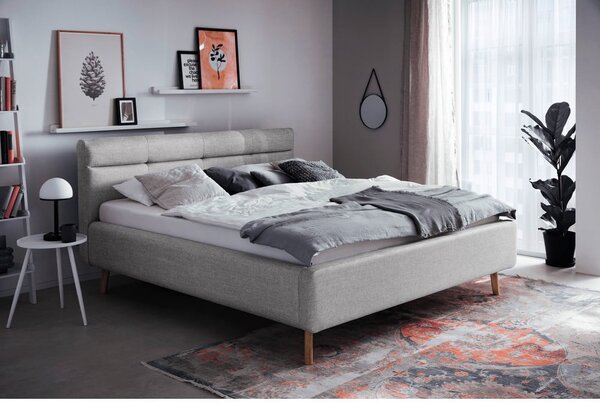Sivi tapecirani bračni krevet s prostorom za odlaganje s podnicom 160x200 cm Lotte – Meise Möbel