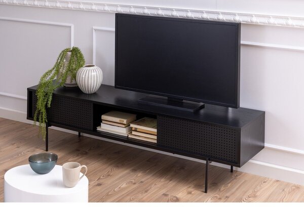 Crna TV komoda u dekoru jasena 180x44,5 cm Angus – Actona