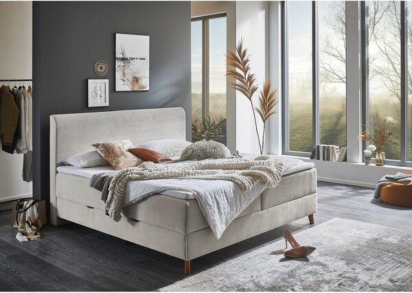 Bež boxspring krevet s prostorom za pohranu 180x200 cm Memphis - Meise Möbel