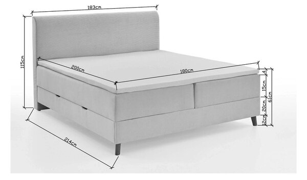 Bež boxspring krevet s prostorom za pohranu 180x200 cm Memphis - Meise Möbel