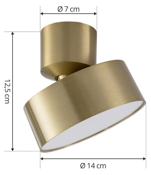Lindby LED reflektor Nivoria, Ø 14 cm, zlatne boje, zakretni, Zlato / mjed, Dnevni boravak/blagovaonica, Aluminij