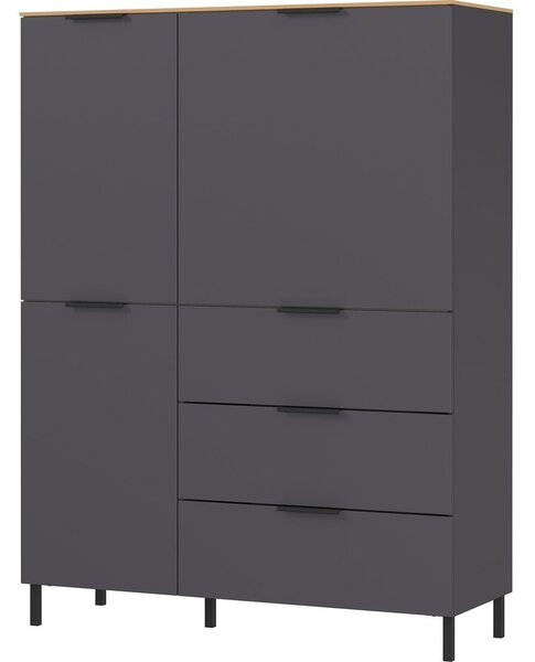 Siva visoka komoda u dekoru hrasta 109x146 cm California - Germania