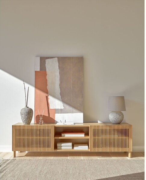 TV komoda u dekoru hrasta u prirodnoj boji 180x50 cm Beyla – Kave Home