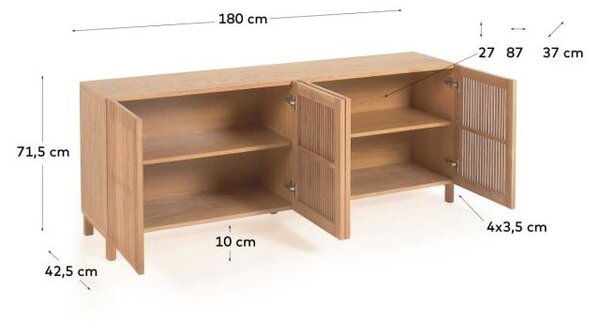 Niska komoda u dekoru hrasta u prirodnoj boji 180x72 cm Beyla – Kave Home