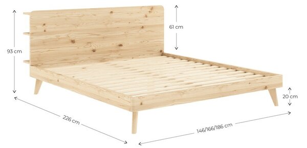 Smeđi bračni krevet od borovine s podnicom 180x200 cm Retreat - Karup Design