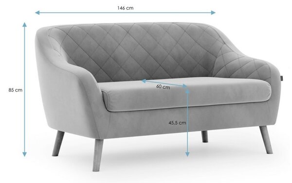 Siva 2-mjestna sofa CORANTI VELVET
