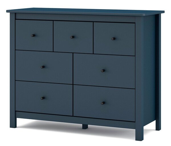 Tamnoplava niska komoda od borovine 110x80 cm Misti - Marckeric