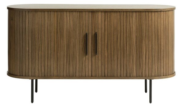 Smeđa niska komoda u dekoru hrasta s kliznim vratima 140x76 cm Nola – Unique Furniture