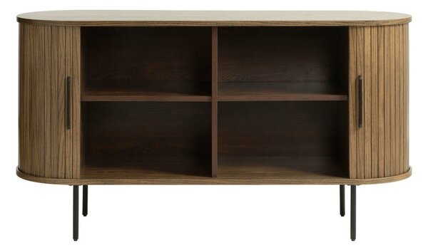 Smeđa niska komoda u dekoru hrasta s kliznim vratima 140x76 cm Nola – Unique Furniture